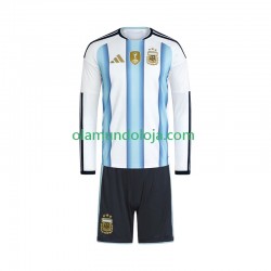 Camisola Argentina Criança Equipamento Primeiro Copa do Mundo 2026 Manga Comprida